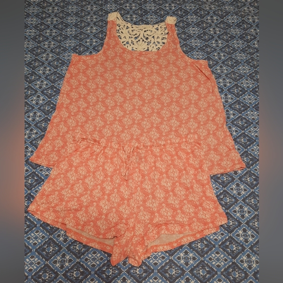 Peach & White Print Pyjama Short Set - Picture 5 of 11